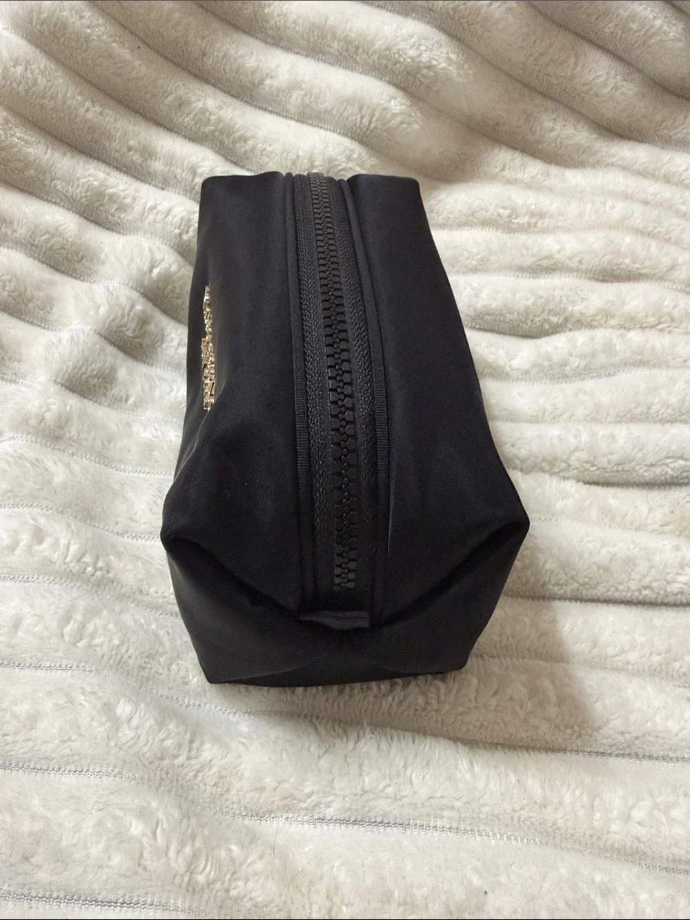 Kate Spade New York Black Nylon Zip Cosmetic Case with Gold Logo